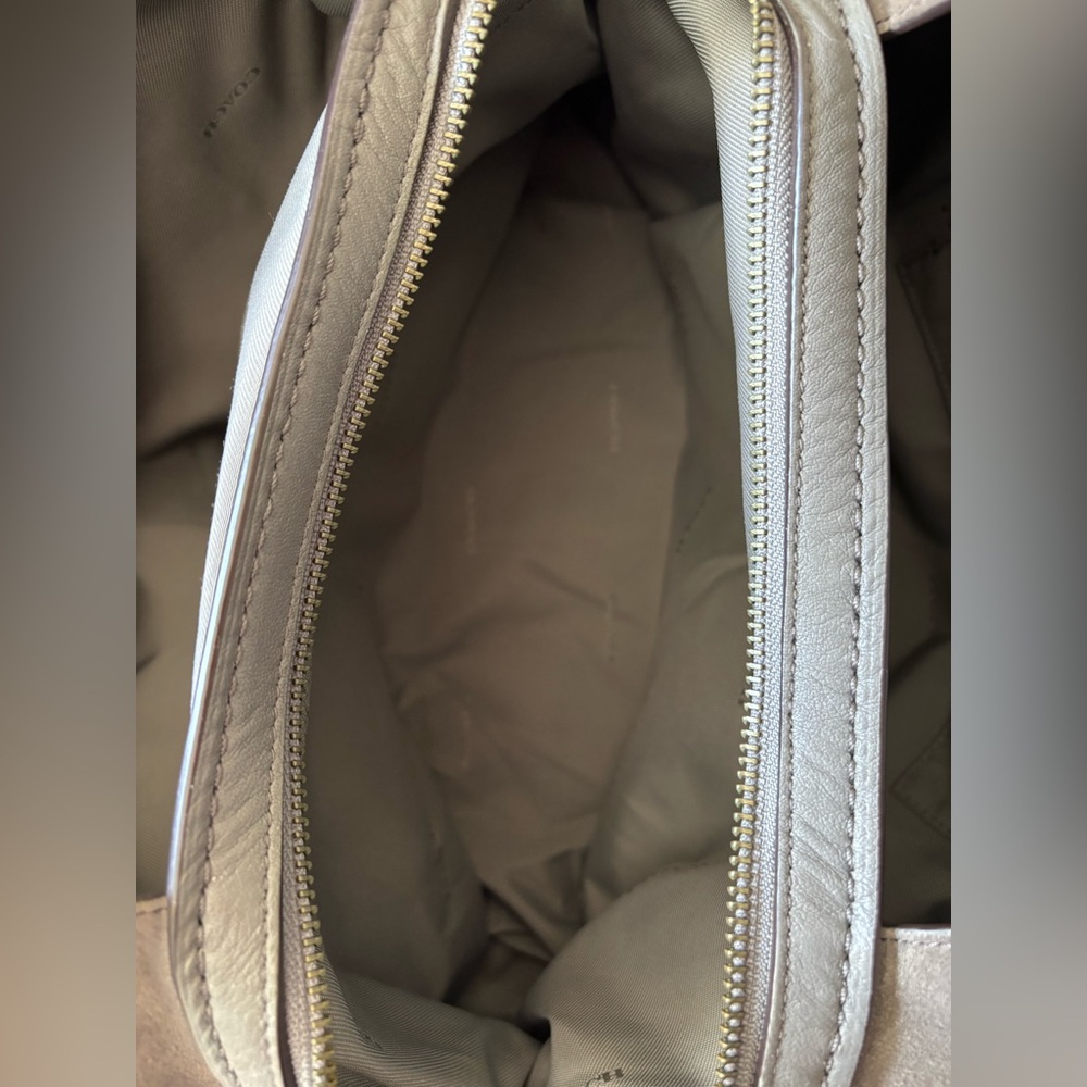 Coach Gray leather and Suede large handbag - Picture 8 of 16